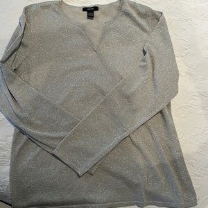 Silver sparkly long sleeve top. Large.  Nice for holidays